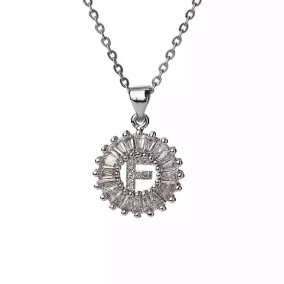 Silver Initial Crystal Pendant Necklace A-Z - Picture 1 of 7